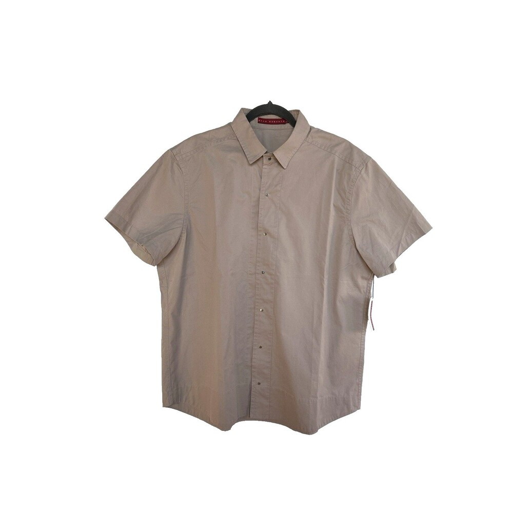 RYAN ROBERTS Taupe/Beige Snap Button Short Slv Shirt Men Size XL Collar NEW